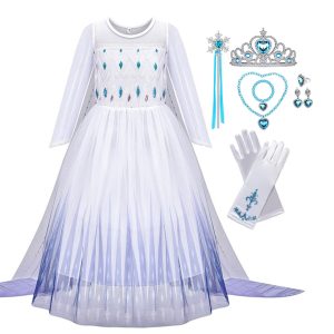 XYYEA Frozen 2 Princess Elsa Girls White Dress
