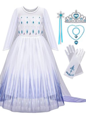 XYYEA Frozen 2 Princess Elsa Girls White Dress