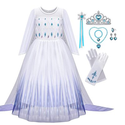 XYYEA Frozen 2 Princess Elsa Girls White Dress