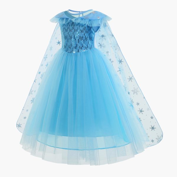 XYYEA Frozen Princess Elsa blue short-sleeved dress