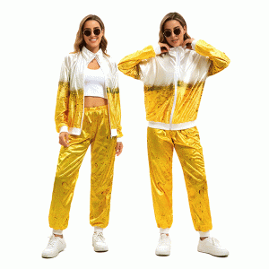 XYYEA Mens Ladies Shell Suit Hip hop gabber beer print training suit