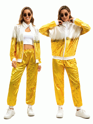 XYYEA Mens Ladies Shell Suit Hip hop gabber beer print training suit