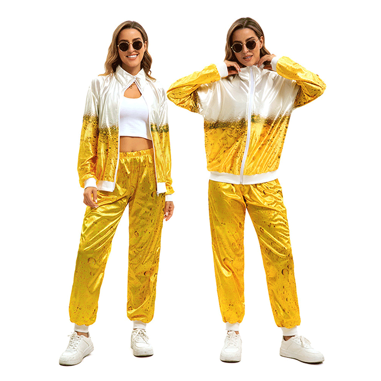 XYYEA Mens Ladies Shell Suit Hip hop gabber beer print training suit