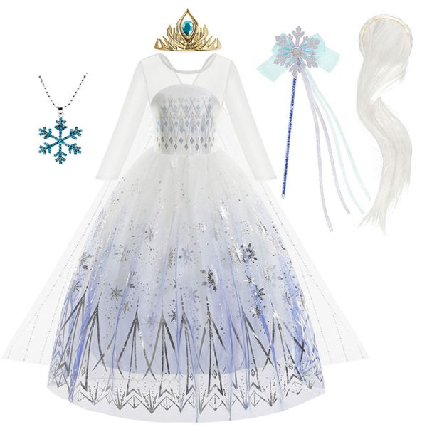 2 XYYEA Frozen 2 Princess Elsa Girls White Dress