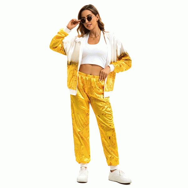 XYYEA Mens Ladies Shell Suit Hip hop gabber beer print training suit