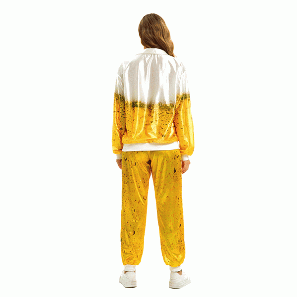 XYYEA Mens Ladies Shell Suit Hip hop gabber beer print training suit