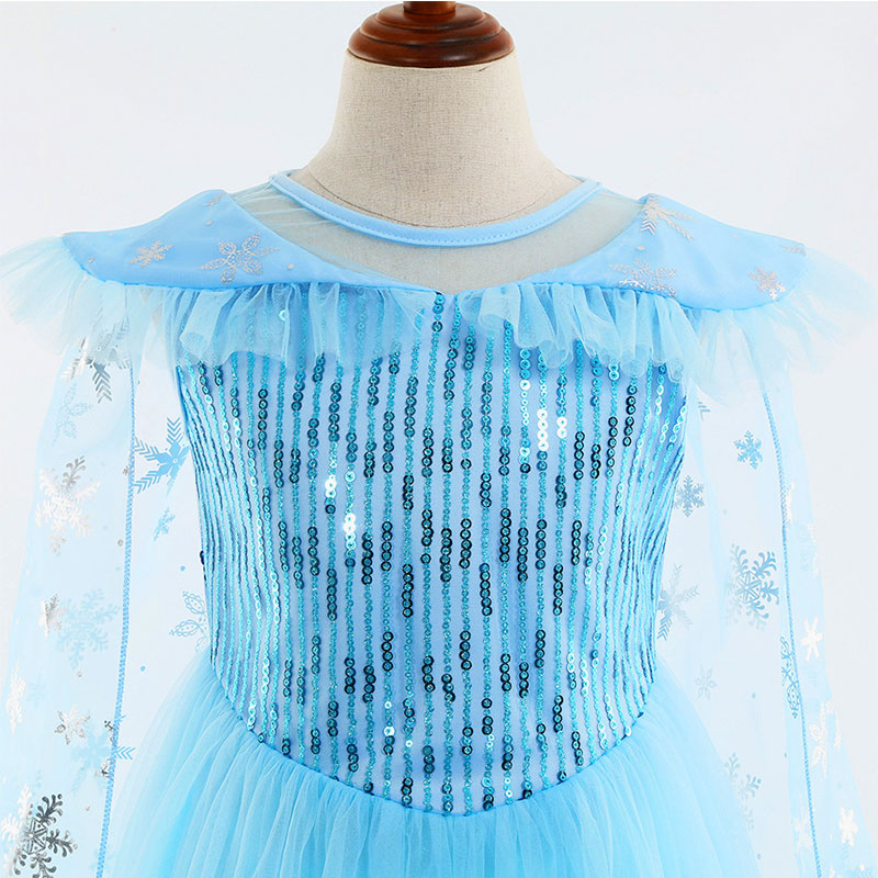 XYYEA Frozen Princess Elsa blue short-sleeved dress