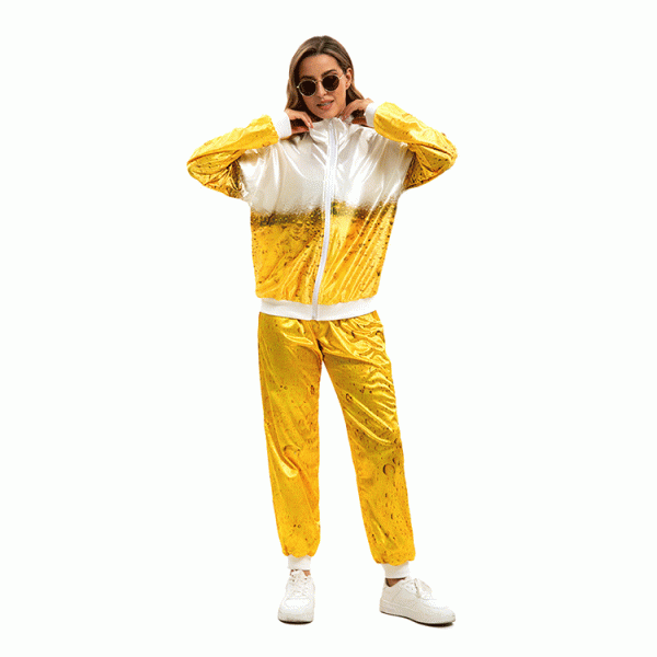 XYYEA Mens Ladies Shell Suit Hip hop gabber beer print training suit