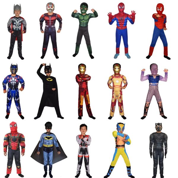 Detail-01 XYYEA Halloween Iron Man Super Man Clothing Spider Bat Man Thor Captain Kids Costume