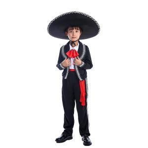 XYYEA Traditional Mexican Ethnic Mariachi Amigo Matador Dancer Kids Carnival Party Costumes