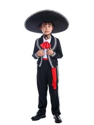 XYYEA Traditional Mexican Ethnic Mariachi Amigo Matador Dancer Kids Carnival Party Costumes