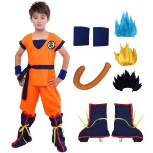 XYYEA Kids Suits Son Goku Gui Wu Carnival Anime Cosplay Holiday Costumes Tail Wig