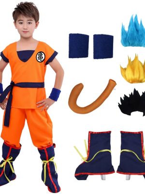 XYYEA Kids Suits Son Goku Gui Wu Carnival Anime Cosplay Holiday Costumes Tail Wig