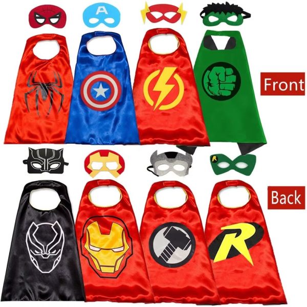 XYYEA Custom Superhero Capes and Mask for Kids Double Side Capes Cartoon Dress Up