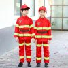 XYYEA Fireman Suits Career Day Kids Firefighter Costume with Helmet & Toy