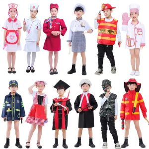 XYYEA Firefighter Doctor Chef Lawyer Kid Roleplay Career Uniform Career Day Costume