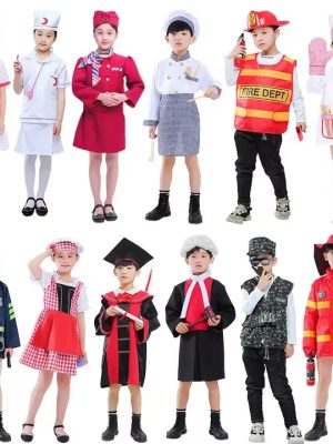 XYYEA Firefighter Doctor Chef Lawyer Kid Roleplay Career Uniform Career Day Costume