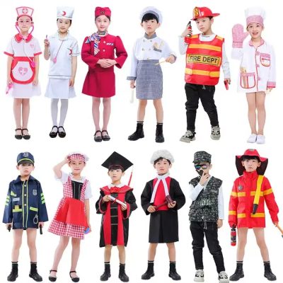 Main-01 XYYEA Firefighter Doctor Chef Lawyer Kid Roleplay Career Uniform Career Day Costume