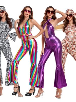 XYYEA Retro 60s Hippie Costume Set Women's Disco Costume 1970s costume