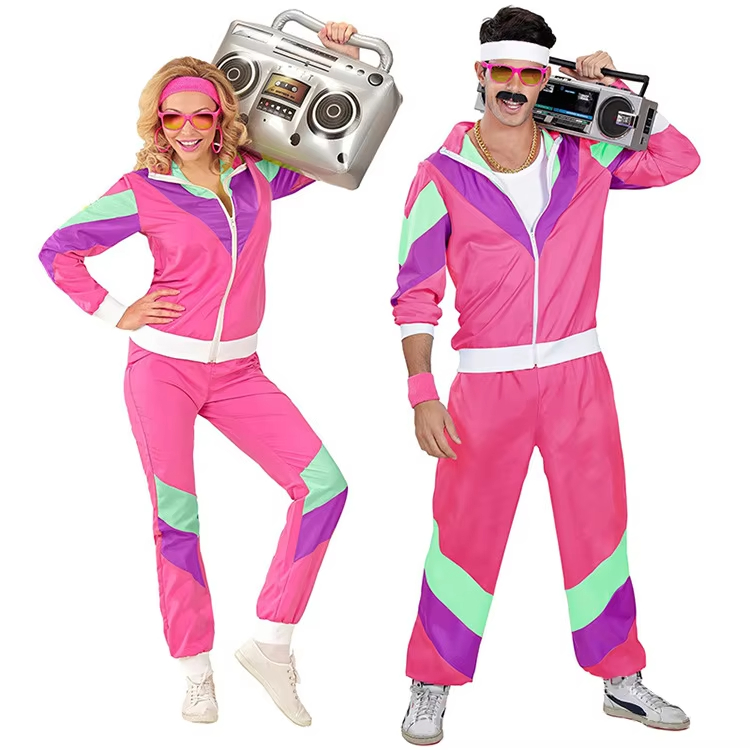 XYYEA Women Men 1980s Disco Hippie Costume Hippies Suits For Adult
