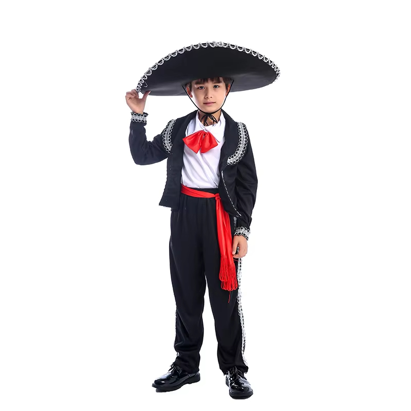 XYYEA Traditional Mexican Ethnic Mariachi Amigo Matador Dancer Kids Carnival Party Costumes