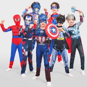 XYYEA Halloween Iron Man Super Man Clothing Spider Bat Man Thor Captain Kids Costume