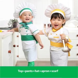 XYYEA Kitchen Roleplay Uniform Kids Chef Apron Cook Cosplay Costume with Hat