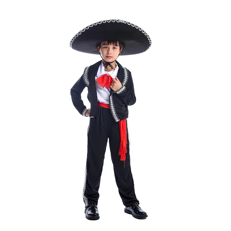 XYYEA Traditional Mexican Ethnic Mariachi Amigo Matador Dancer Kids Carnival Party Costumes