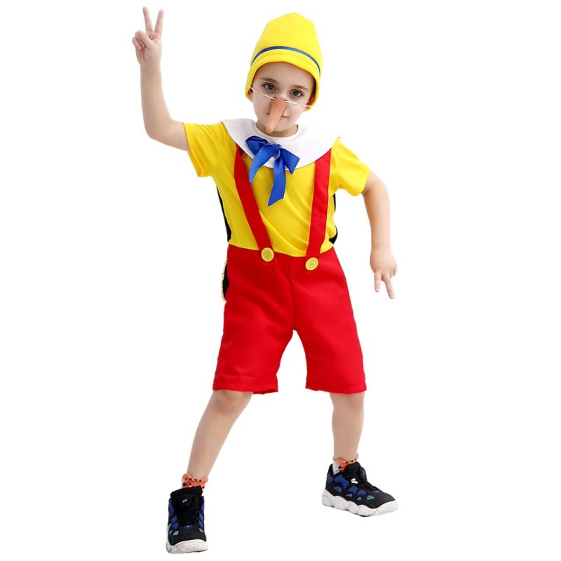 XYYEA Pinocchio Costume Kids Funny Birthday Party Clothes Cartoon Character Cosplay Costume