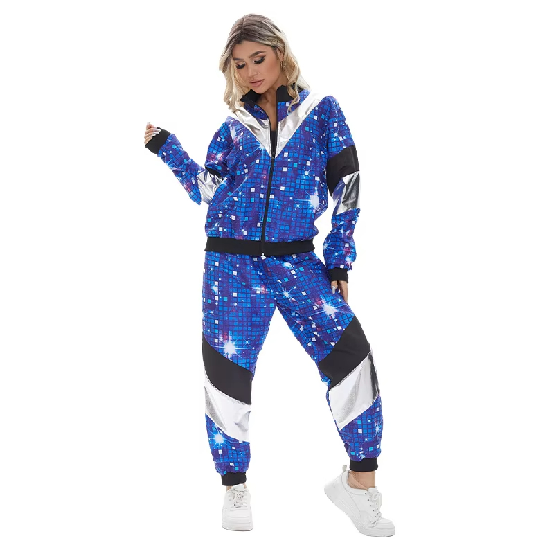 XYYEA Women Men 1980s Disco Hippie Costume Hippies Suits For Adult