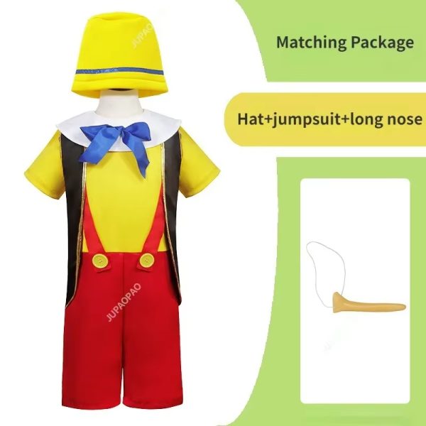 SKU-00-hat+jumpsuit+hat XYYEA Pinocchio Costume Kids Funny Birthday Party Clothes Cartoon Character Cosplay Costume