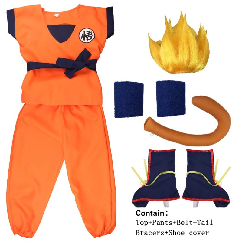 XYYEA Kids Suits Son Goku Gui Wu Carnival Anime Cosplay Holiday Costumes Tail Wig
