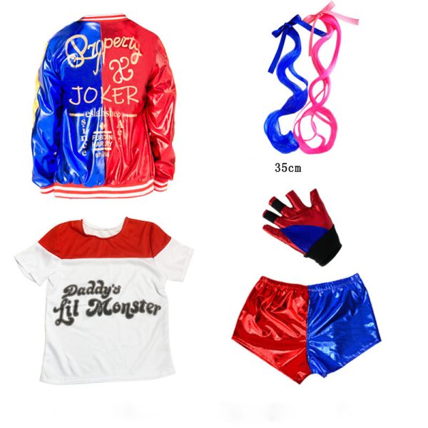 XYYEA Suicide Squad Quinn Back Strap Print Harli Quinn Cosplay Anime Costumes for Girls