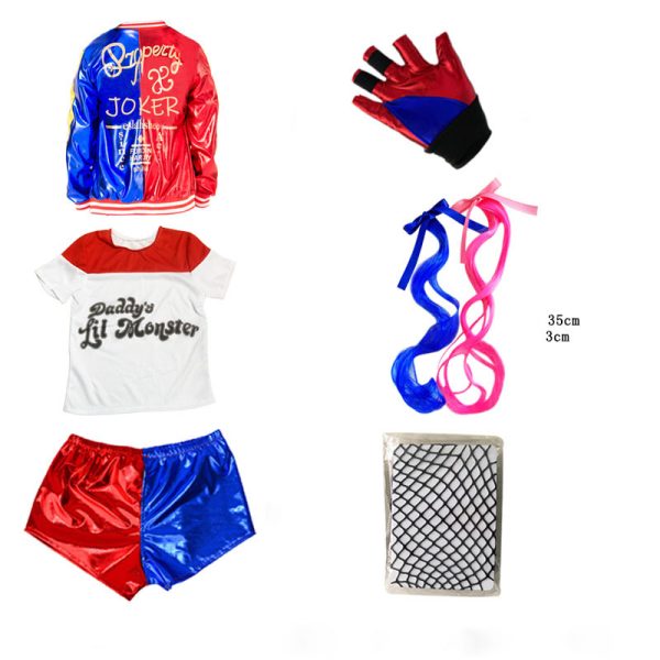 XYYEA Suicide Squad Quinn Back Strap Print Harli Quinn Cosplay Anime Costumes for Girls