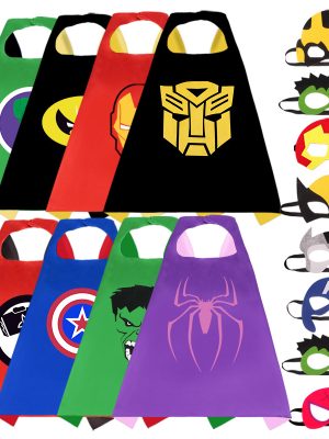 XYYEA Custom Superhero Capes and Mask for Kids Double Side Capes Cartoon Dress Up