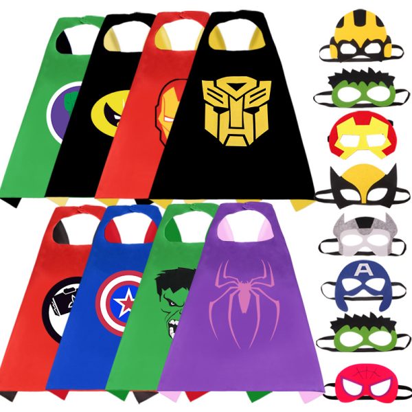 XYYEA Custom Superhero Capes and Mask for Kids Double Side Capes Cartoon Dress Up