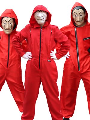 XYYEA Halloween Cosplay Dali Red Jumpsuit Costume Inspired by Paper House