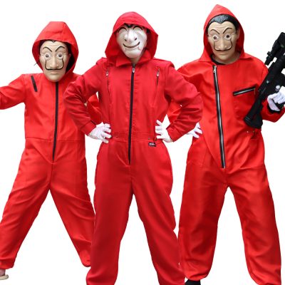 主图-01 XYYEA Halloween Cosplay Dali Red Jumpsuit Costume Inspired by Paper House