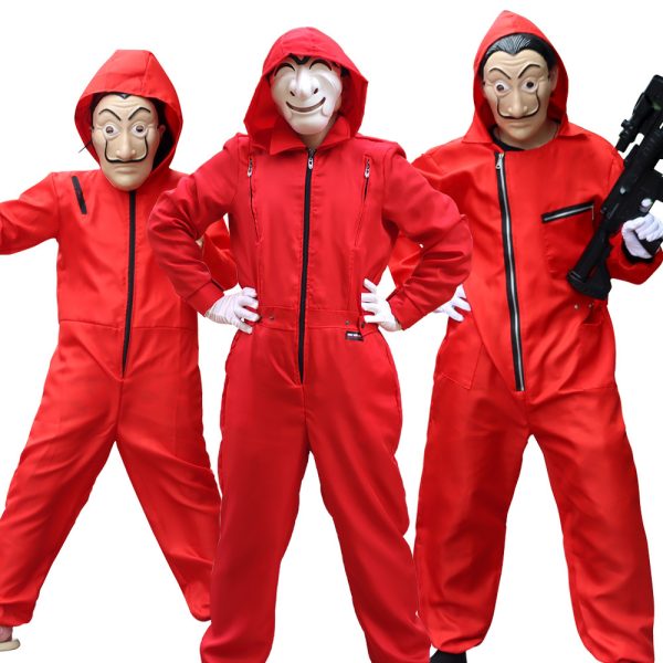 XYYEA Halloween Cosplay Dali Red Jumpsuit Costume Inspired by Paper House