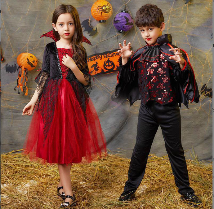 XYYEA Children's Halloween Costume Boys' Vampire Cloak Performance Costume Set