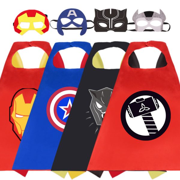 XYYEA Custom Superhero Capes and Mask for Kids Double Side Capes Cartoon Dress Up