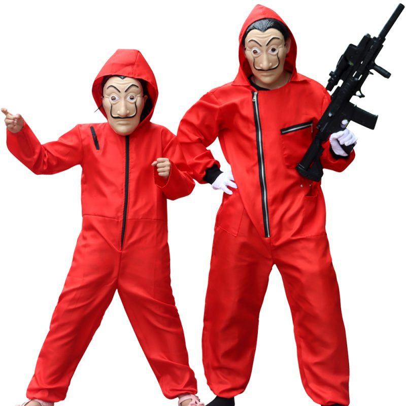 XYYEA Halloween Cosplay Dali Red Jumpsuit Costume Inspired by Paper House