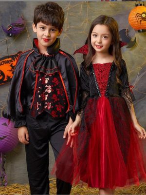 XYYEA Children's Halloween Costume Boys' Vampire Cloak Performance Costume Set