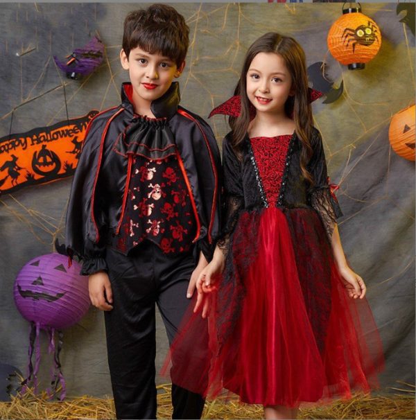 主图-03 XYYEA Children's Halloween Costume Boys' Vampire Cloak Performance Costume Set