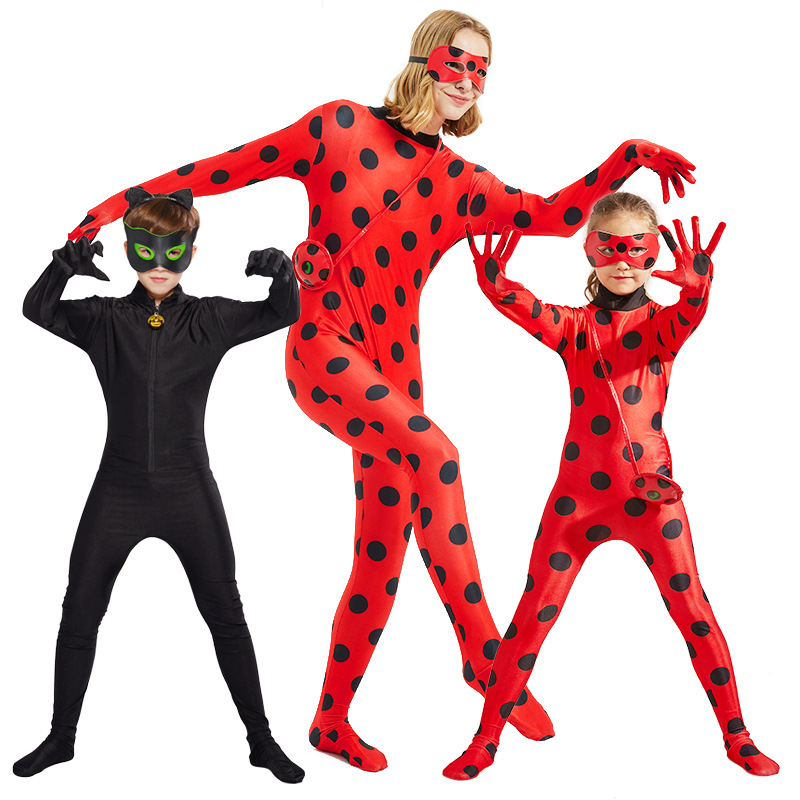 XYYEA Halloween Ladybug Girl Costume Black Cat Costume Children's Ladybug Onesie