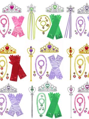 XYYEA Elsa crown gloves necklace princess accessories