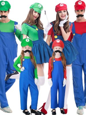 XYYEA Super Costume Mario Bros Unisex Adult Kids Outfit Cosplay Fancy Dress Costume