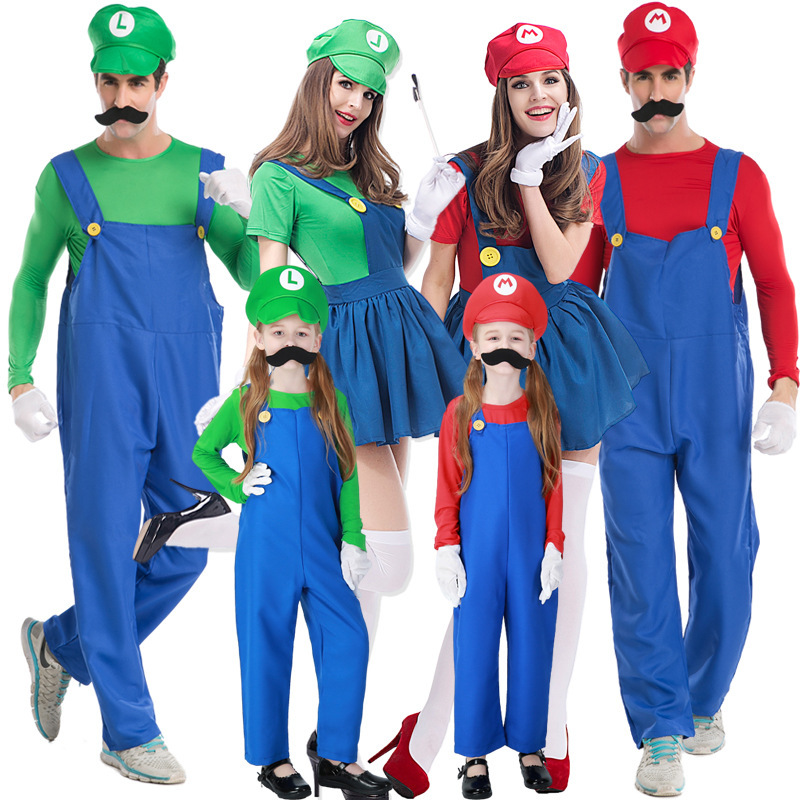 XYYEA Super Costume Mario Bros Unisex Adult Kids Outfit Cosplay Fancy Dress Costume