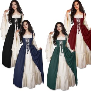 XYYEA Women's Medieval Renaissance Court Dress Vintage Waistline Halloween Game Costume