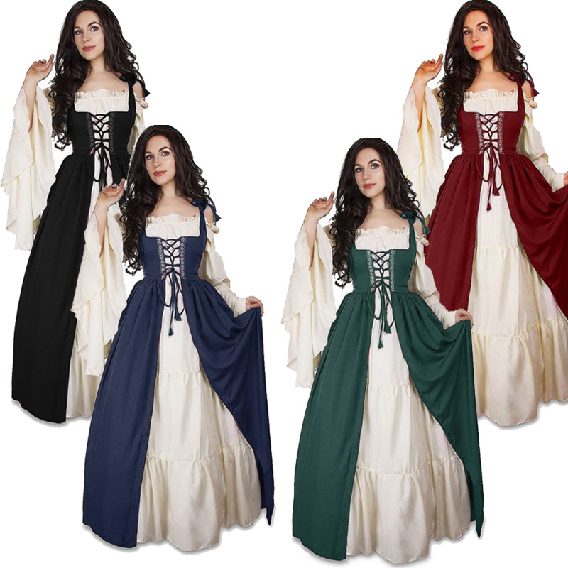 XYYEA Women's Medieval Renaissance Court Dress Vintage Waistline Halloween Game Costume